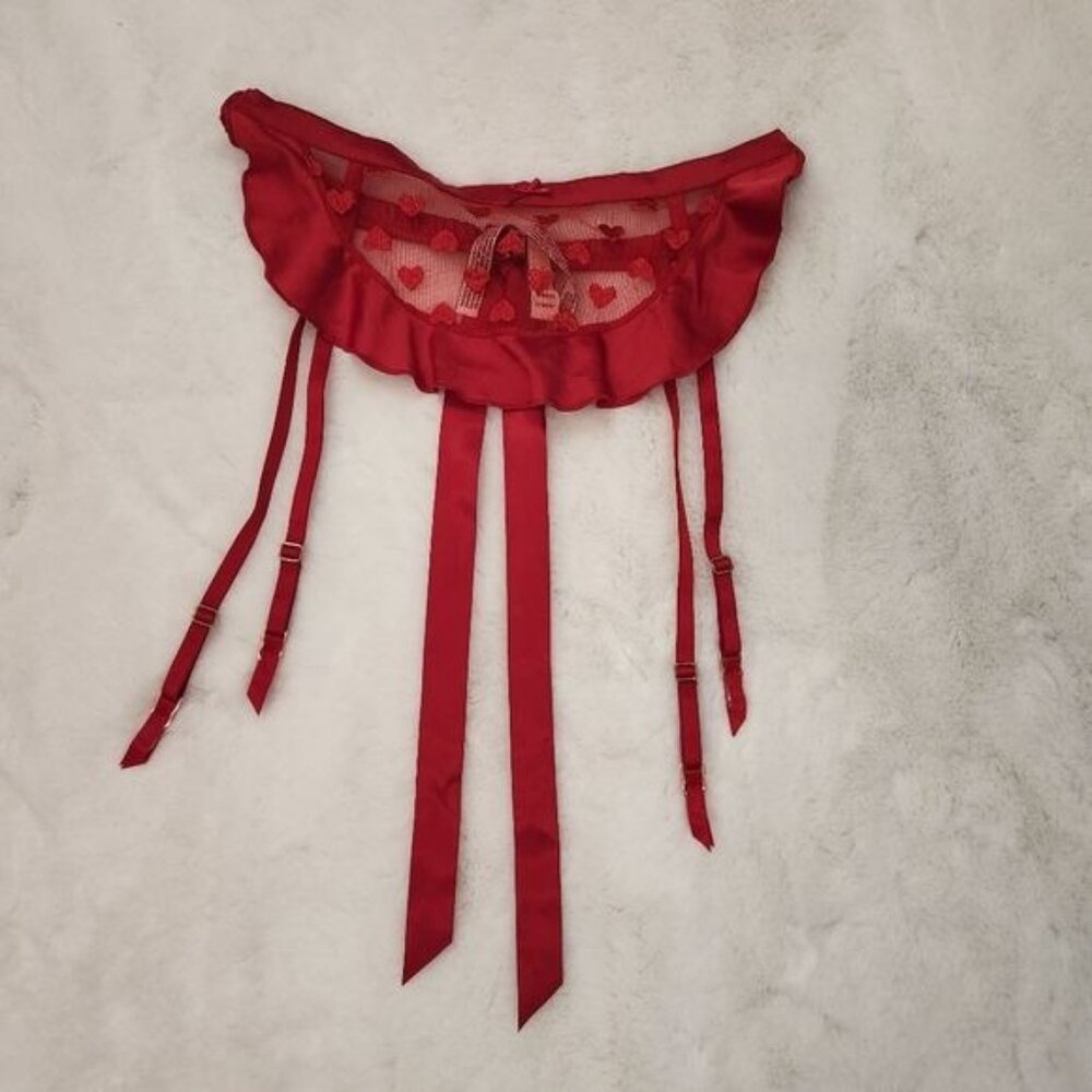 Victoria's Secret Dream Angels Emb. Heart Garter Belt Skirt/Apron *Red* Size M/L - Picture 2 of 7